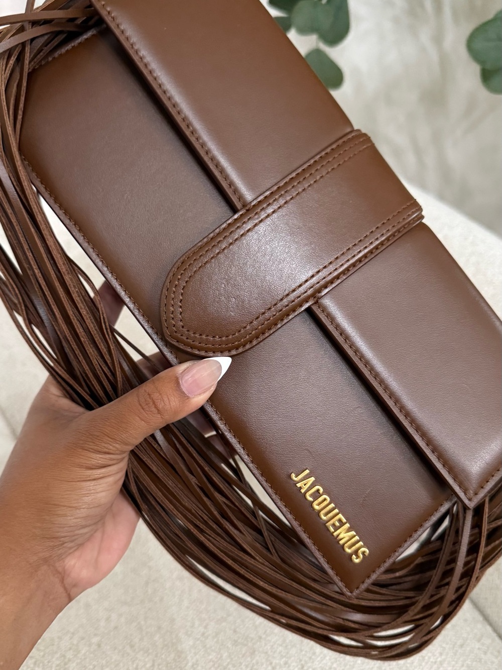 Jacquemus Chocolate Brown Leather Fringe Clutch - Picture 6 of 10